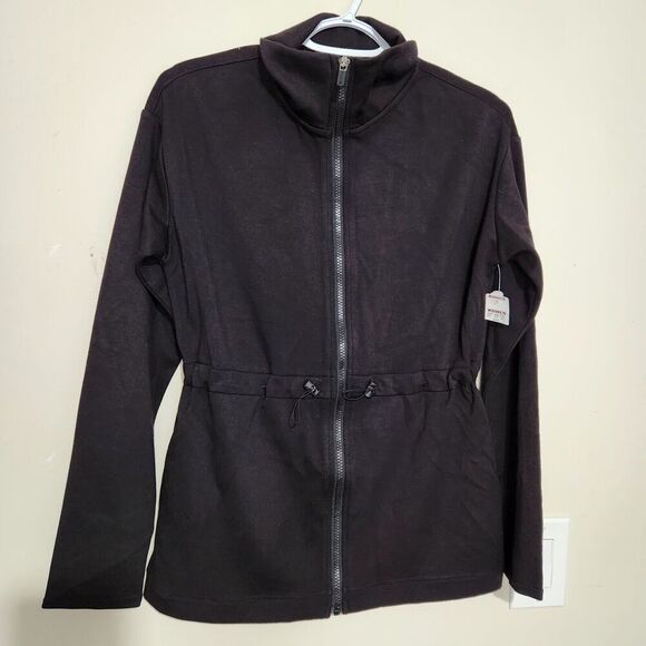 Gaiam Jacket Size XS Color Black Zip Up Stretch Cinch Waist Mocknec NEW - Picture 3 of 11